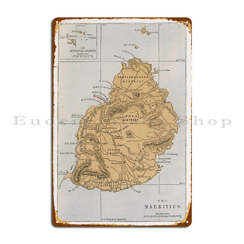 

Vintage Mauritius Map 1862 Metal Sign Party Wall Mural Iron Wall Decor Club Tin Sign Poster 20x30cm