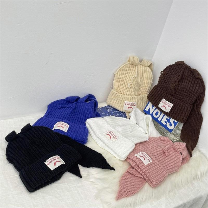 Knitted hat children's trendy brand design hot-selling autumn and winter warm niche personalized rabbit ear wool hat