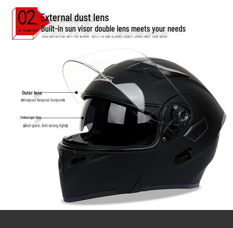 Jiekai DOT Standard Flip-up Double Visor Men's All-Season Motorcycle Helmet