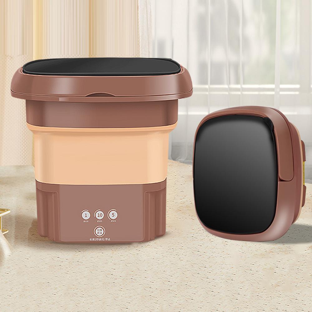 New Folding Washing Machine Portable Mini Socks Underwear Cleaning Machine Chocolate Color Home Appliance