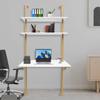 BYMAOCAR 2-Shelf Wall Mount Ladder, Computer Writing Desk, Industrial Bookcase Desk W/ Shelves for Home Office 36"×20"×81"