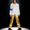 Childrens Michael Jackson Costume With Striped Trousers And Gold Fabric For Stage Performance