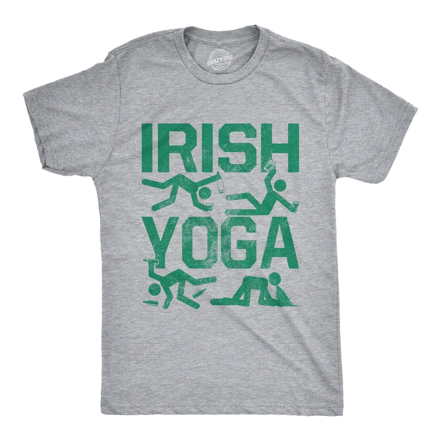 Mens Irish Yoga T Shirt Funny Saint Patricks Day Drinking Tee St Patty Graphic XXXL