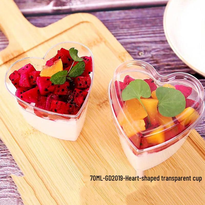 Pabei GD2019 70ML Mini Heart-Shaped Disposable Dessert Cups (100-Pack)