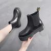 Chelsea Boots Women's Platform Martin Boots Women's British Leather Short Boots Muffin Bottom One Pedal Leather Shoes