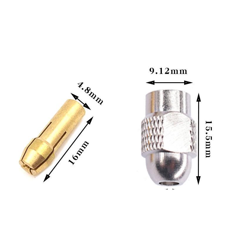 11Pcs 0.5-3.2mm Brass Drill Chucks Collet Bits 4.8mm Shank Screw Nut Replacement