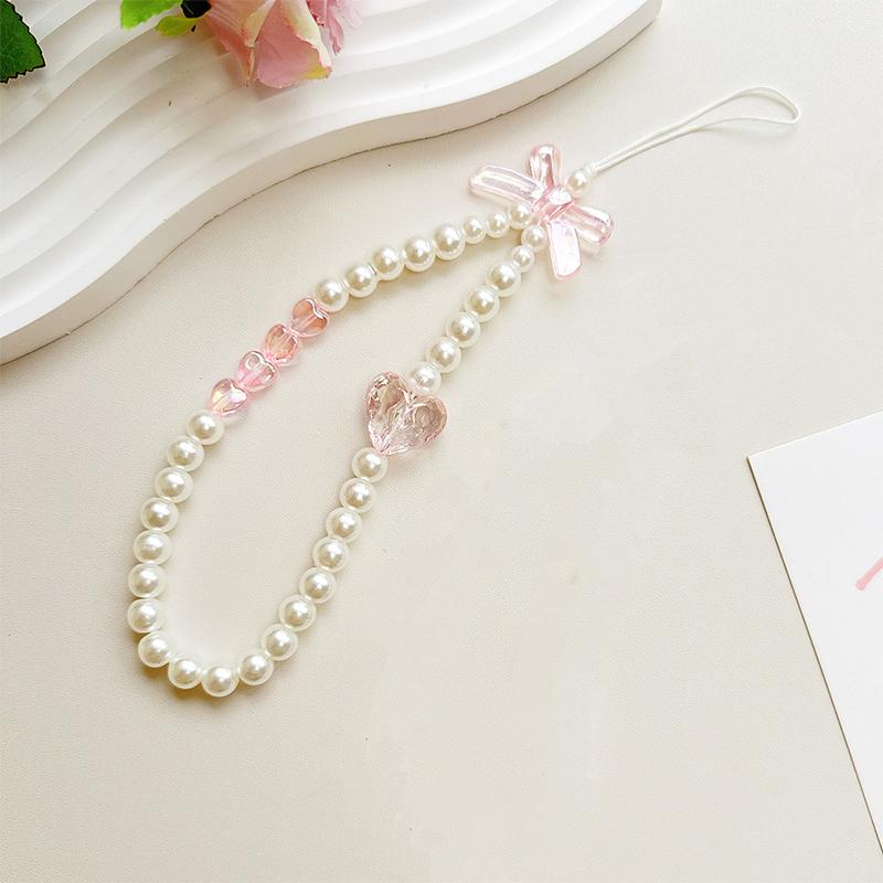 Portachiavi Ciondolo Amore Perla Catena Cellulare Perline Accessori Decorativi Regali Laccetto Cellulare Anti-smarrimento