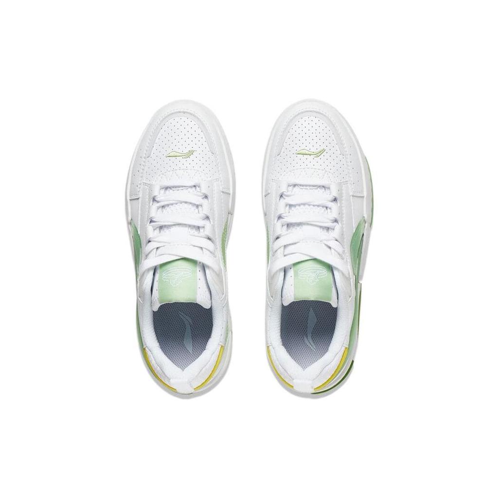 Li Ning Inner Side Inner Presentation Slip Resistant Abrasion Resistant Low top Sports Casual Shoes Women's White Green AGCT136-2