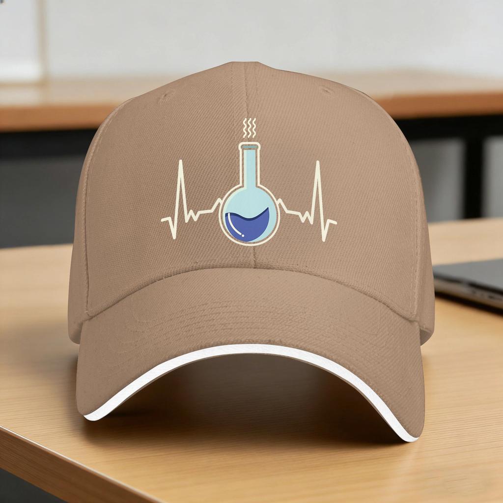 I Love Chemistry Laboratory Heartbeat Test Tube Chemist Baseball Cap Design Print Hip Hop Hats Summer Fishing Baseball Caps