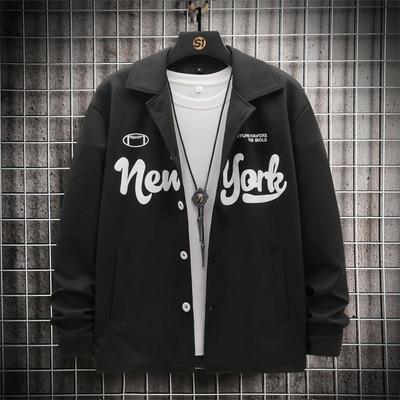 Jacket Men's Casual Japanese Tooling Jacket Spring Shirt Collar Letter Printing Trend Brand I Loose Men