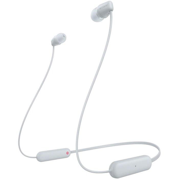 Sony WI-C100 Wireless Earbuds: Bluetooth, 25hr Battery, IPX4, DSEE - White