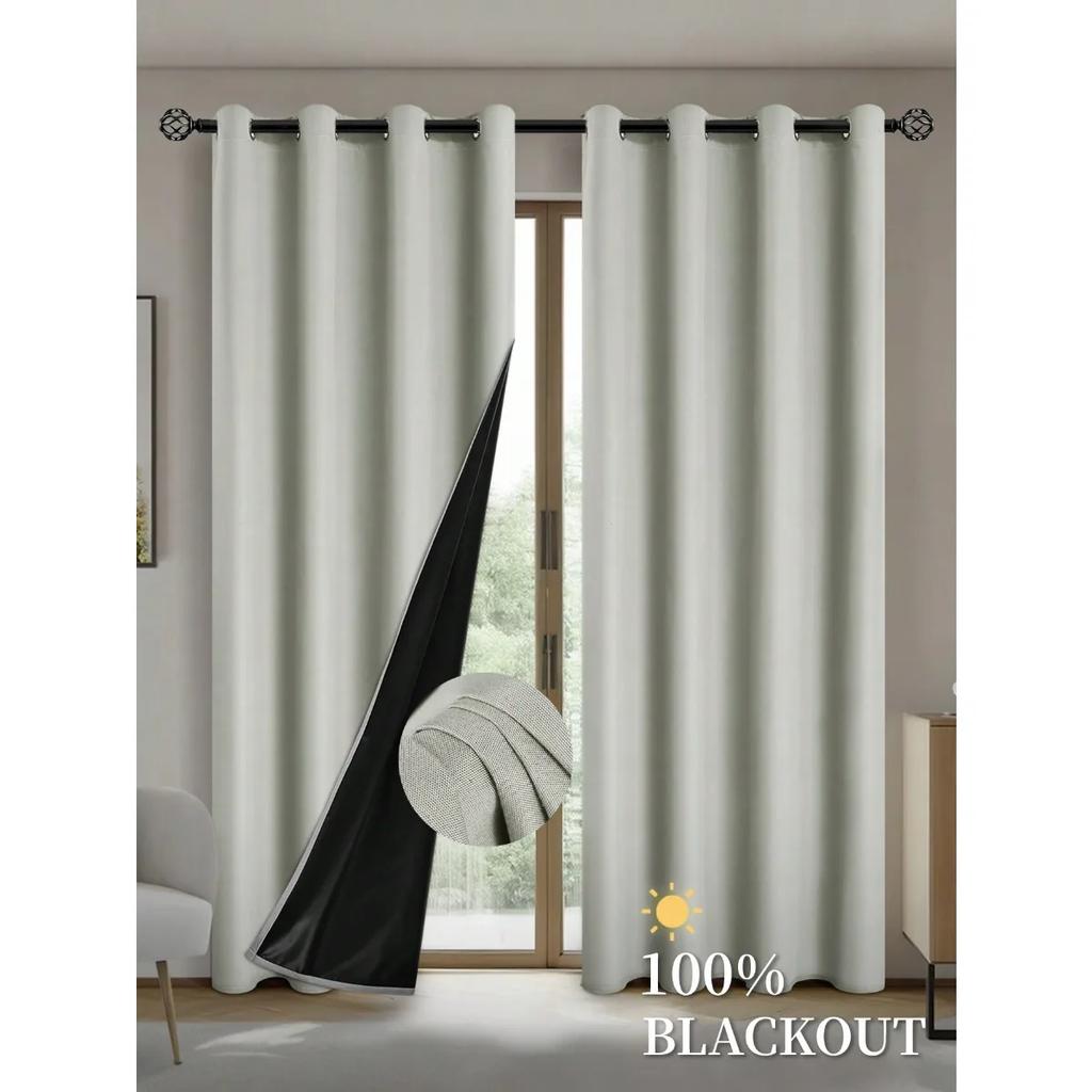2pcs Blackout Curtains with Coated Insulated Lining, Suitable for Living Room, Bedroom, Kitchen, Home Decor, Room Decoration