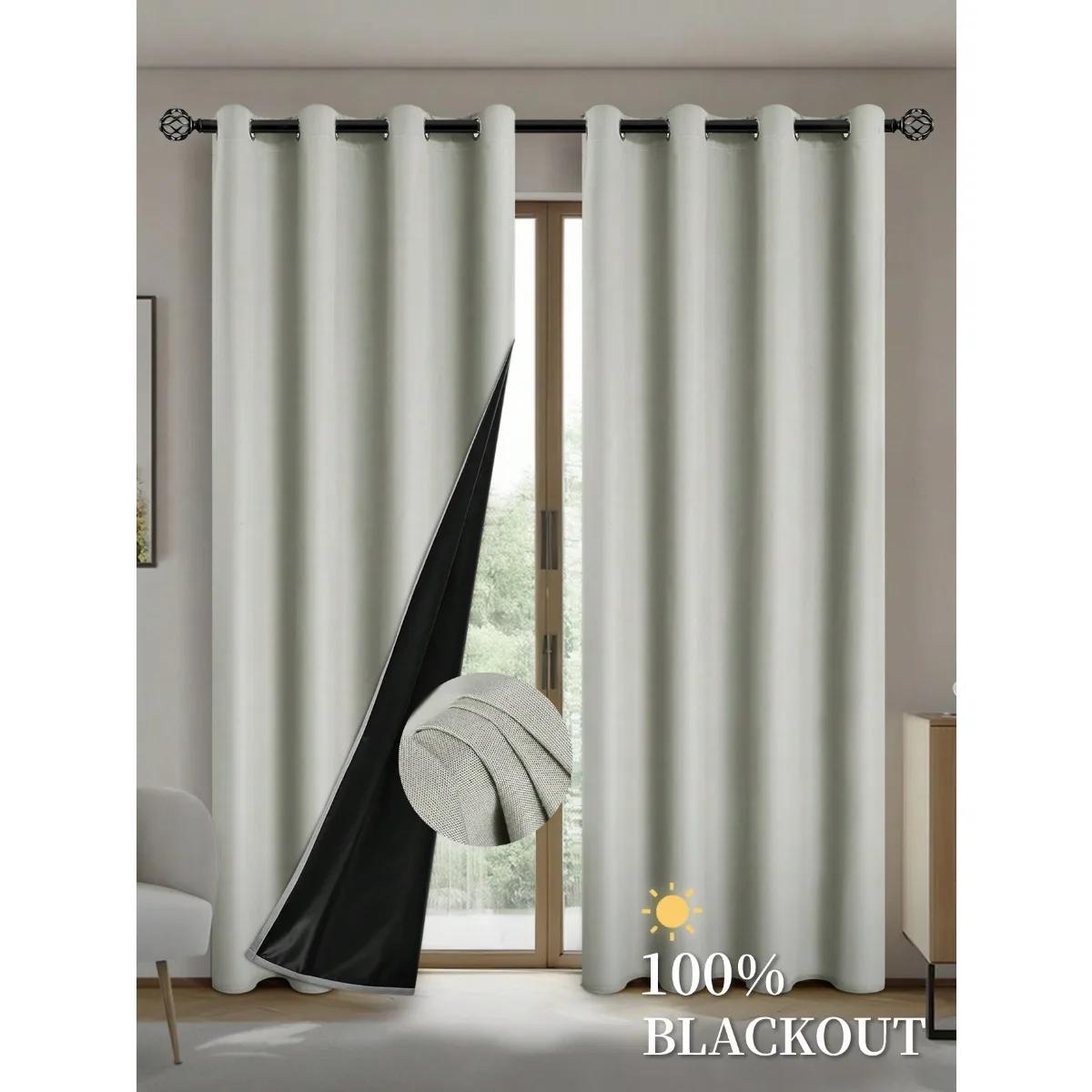 

1 шт. 100% затемняющие шторы с люверсами сверху, шторы для гостиной, спальни, кухни, домашнего декора, украшения комнаты 100X160CM 1PC&Grommet Top бежевый