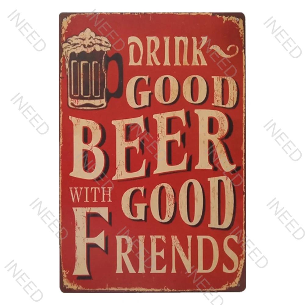 INEED Funny Beer Sign Plaque Vintage Metal Tin Signs for Home Man Cave Bar Decor Beer Lover Restaurant Kitchen Art Wall Decor