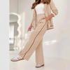 European & American Solid Color Ribbed 2-Piece Fashion Set, Perfect for Commuting, 2025 Edition.