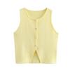 Western Style 2025 Summer New Women clothes All-Match round Neck Sleeveless Slim fit Plain Stitch Short Jacket 5536128