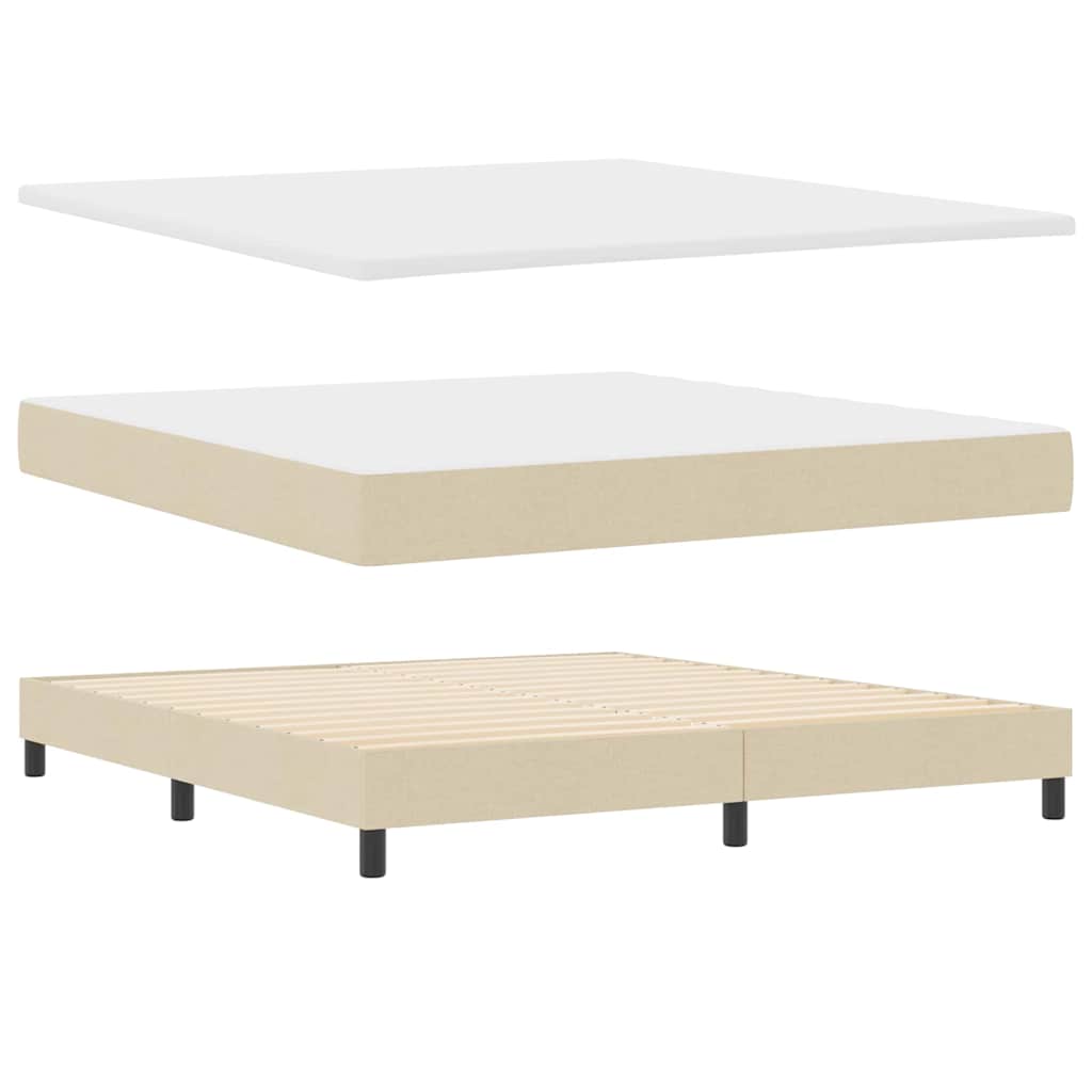 Box Spring Bed with Headboard Cream 180 x 200 cm Fabric