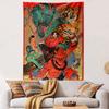 Night Parade Tapestry Wall Hanging, Japanese Yokai Festival Art, Oriental Wall Decor for Bedroom Living Room Dorm
