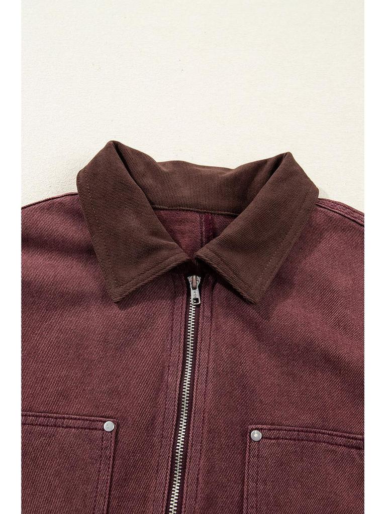2025 Women's Winter Fashion Lapel Denim Jacket: European-American, Long Sleeve, Zippered, Cotton