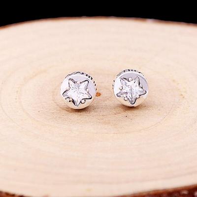 925 Sterling Silver European and American Simple Star Agate Couple Earrings