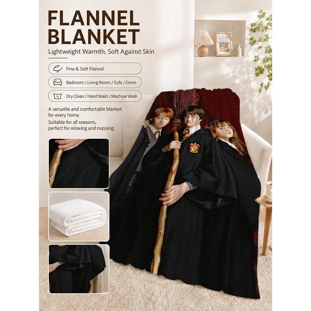 Gryffindor House Flannel Printed Blanket Comfortable Skinfriendly Throw Blanket For Bedroom Sofa Nap Home Decor Great Holiday Gift