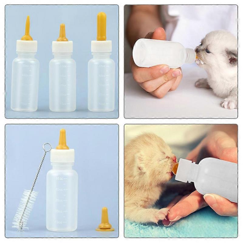Kitten Bottle Feeder Cat Feeding Bottle Easy Cleaning 50ml 3Pcs