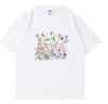 Painted Lines, Fun and Simple Retro Cartoon Print Short-sleeved T-shirt. New Style Top, Suitable for Both Men and Women