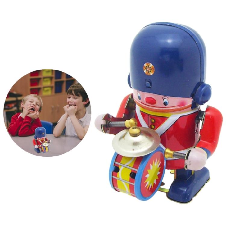 Tinplate Toy Soldier Unique Drummer on Tin Robot Vintage Wind Up Toy for Home Decoration and Collection