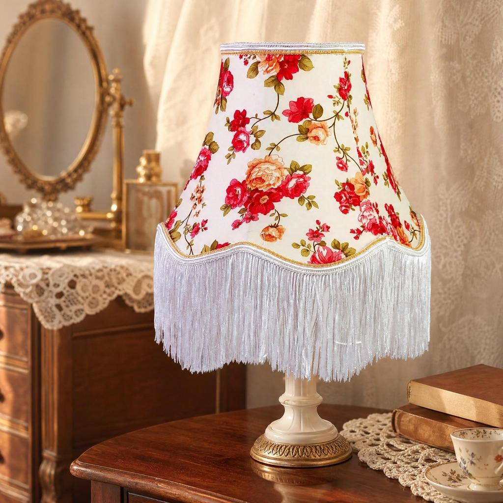 Blumen-Textil-Lampenschirm Elegant Verjüngt Mehrstufig Vintage-Inspiriert