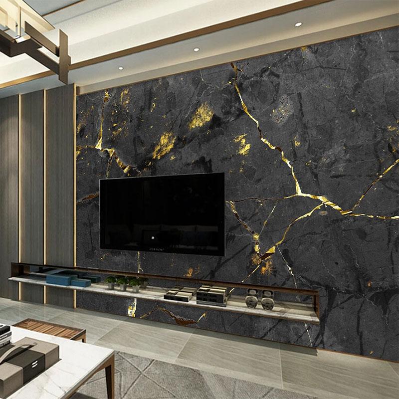 Size Mural Wallpaper 3d Black Gold Marble Wallpaper Living Room Tv Sofa Bedroom Light Luxury Fresco