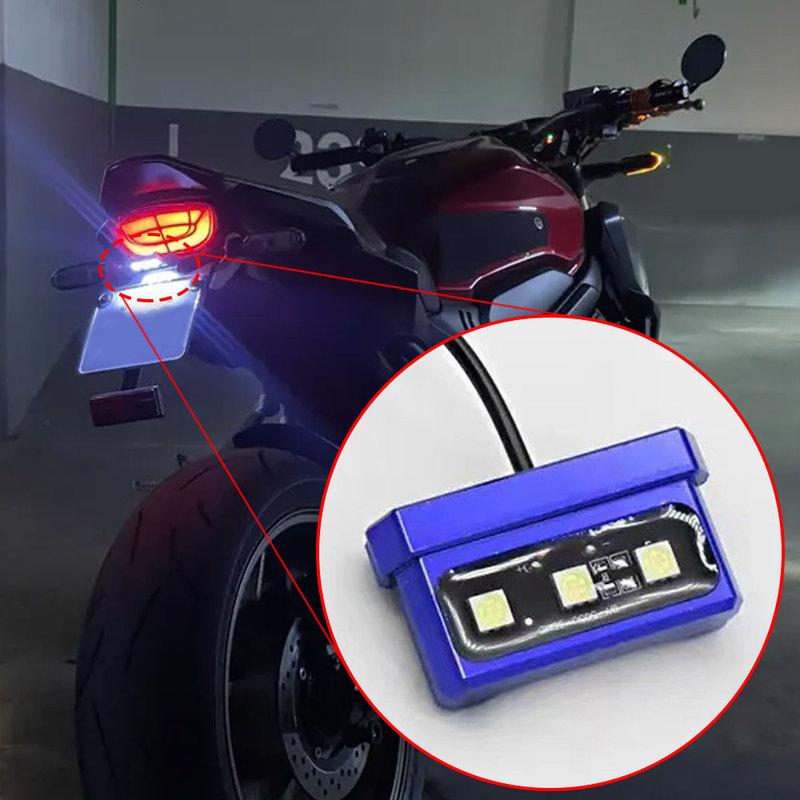 1pc Motorcycle Aluminum Alloy Mini CNC Number Plate Waterproof Lamp Rear Tail LED 12V License Plate Light Motorbike Accessories