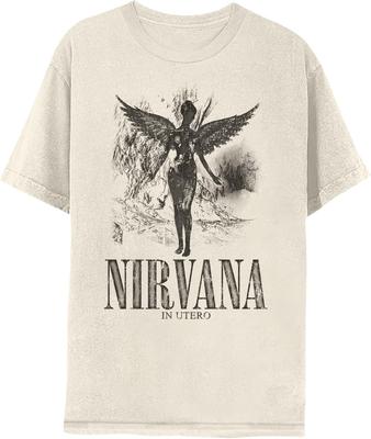 Nirvana in Utero Sliten Logotyp Vuxen Kortärmad T-shirt 90-tals Grunge Musik Vintage Stil Grafiska T-shirts