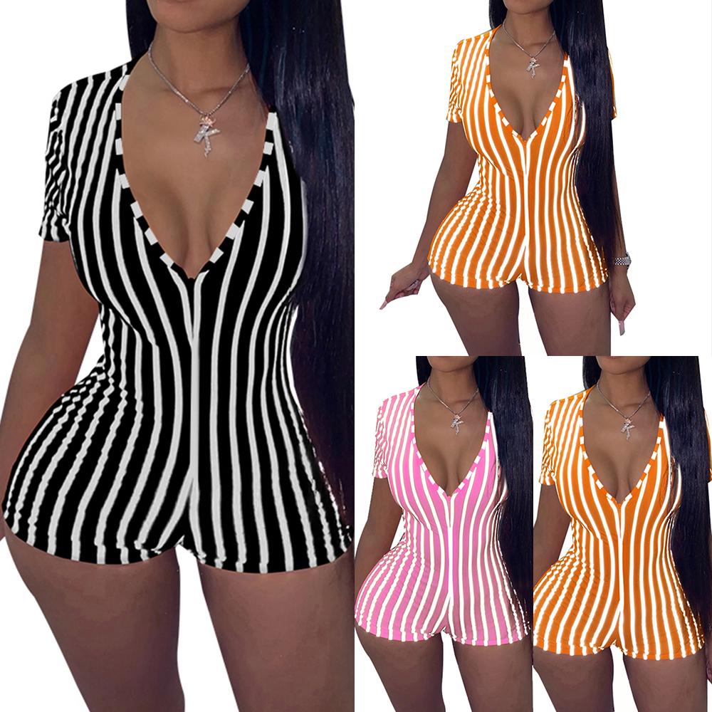 striped romper shorts