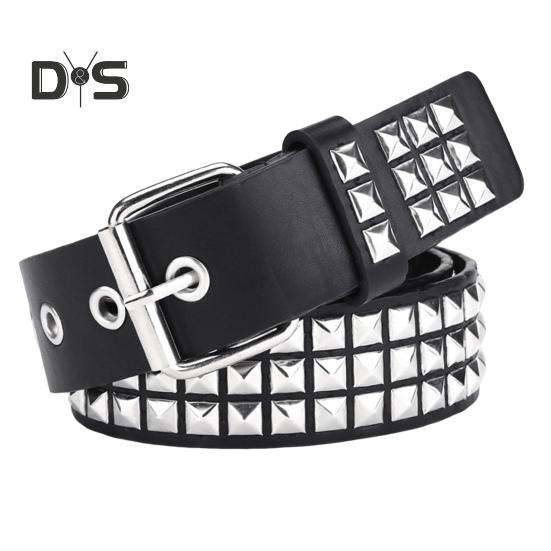 Punk Style Studded Belt Square Rivets Adjustable Straps Rock Waistband Women Girls Gothic Scene Accessories