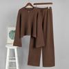 Knitted Long-sleeved Wide-leg Trousers Set, European, American Autumn and Winter New Zipper Jacket Trousers Casual Suit