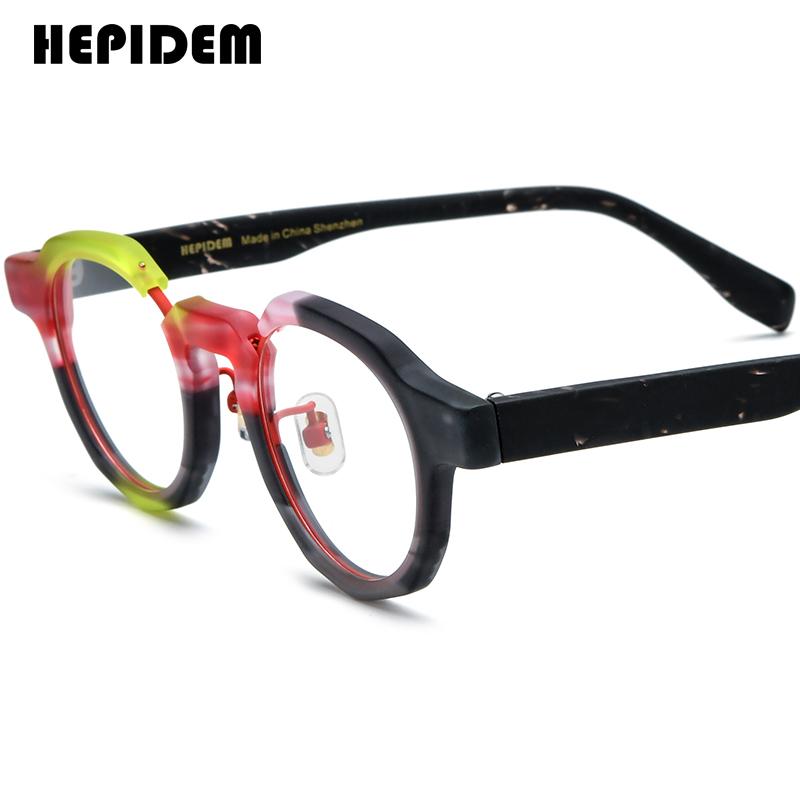 FONEX HEPIDEM Acetate Eyeglasses Frame Men New Round Brand Design Glasses Women Retro Vintage Eyewear Japanese Spectacles 9356