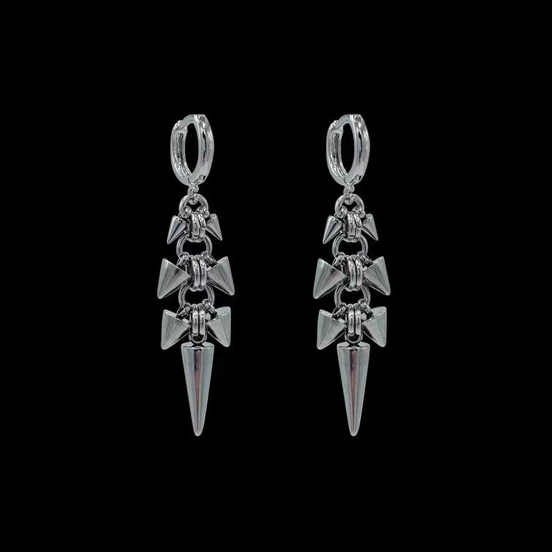 

Stainless Steel Rivet Cone Drop Earrings, Creative Punk Bullet Jewelry