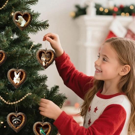 Forest Animal Christmas Ornaments 2D Acrylic Fox Eagle Birds Ornament Woodland