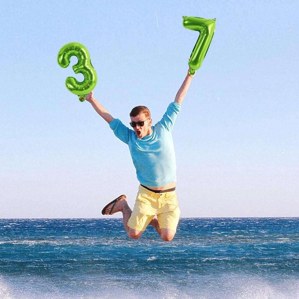 16palcový světle zelený 0-9 digitální hliníkový film narozeninová oslava kreativní dekorace dekorativní balení