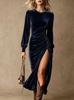 European and American golden velvet dress autumn new design sense niche waist dress skirt women