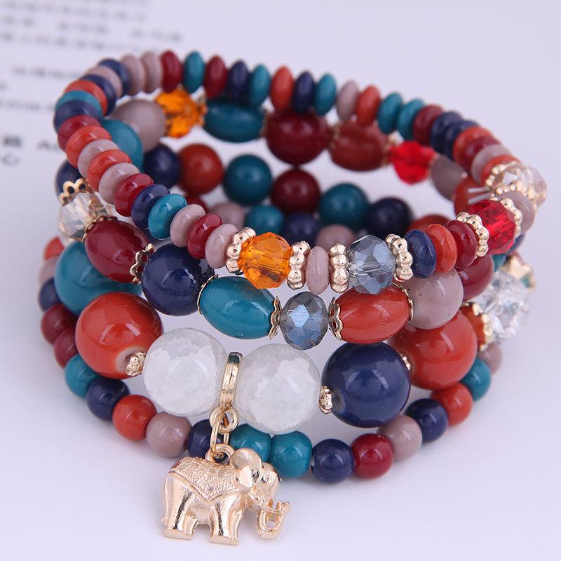 DIEZI Bohemian White Crystal Beads Strand Bracelets For Women Girls Ethnic Tree Of Life Charm Wrap Bracelet Pulseira Feminina