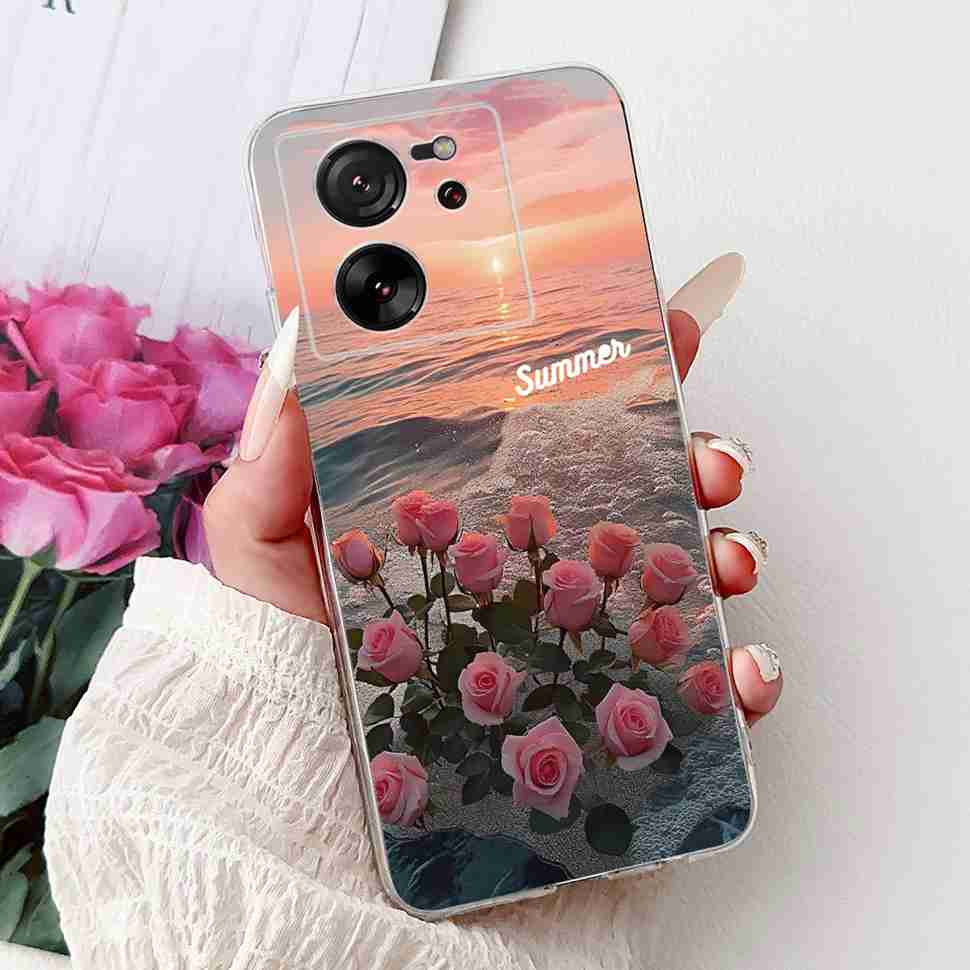 For Xiaomi Mi 13T 5G 6.67" Case Cartoon Bear Soft Silicone TPU Cover For Xiaomi Mi13T 5G 2306EPN60G 6.67" Colorful Flowers Shell