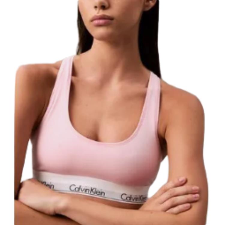 Calvin Klein Letter Soft Elastic Band Padded Wireless Bra Women bra Light-Pink F3785-691