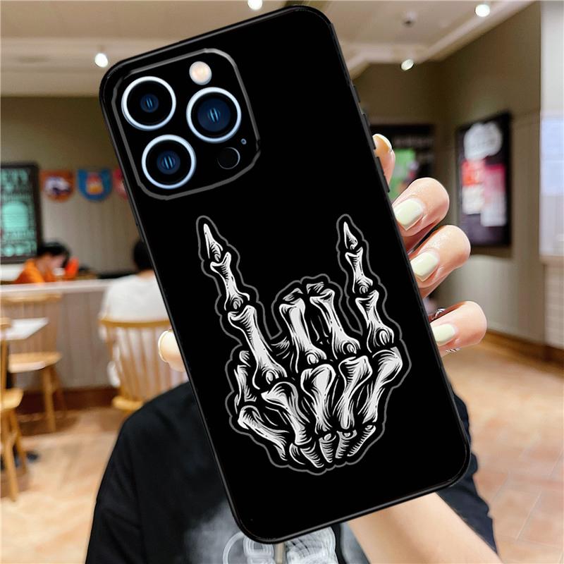 Skeleton Middle Finger Case For iPhone 16 15 11 12 13 14 Pro Max XS XR X 7 8 Plus 12 13 Mini Soft Cover