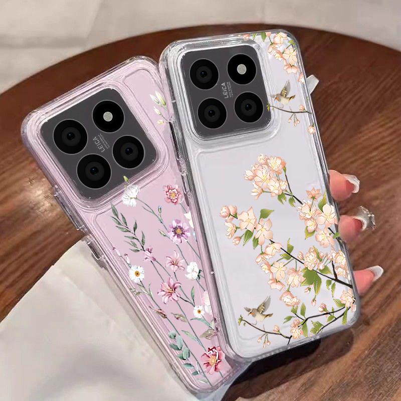 Simple Style Floral Case For Xiaomi Redmi Note 15 Pro 4G Funda Redmi Note 14 13 Pro 5G Clear TPU Silicone Soft Cover