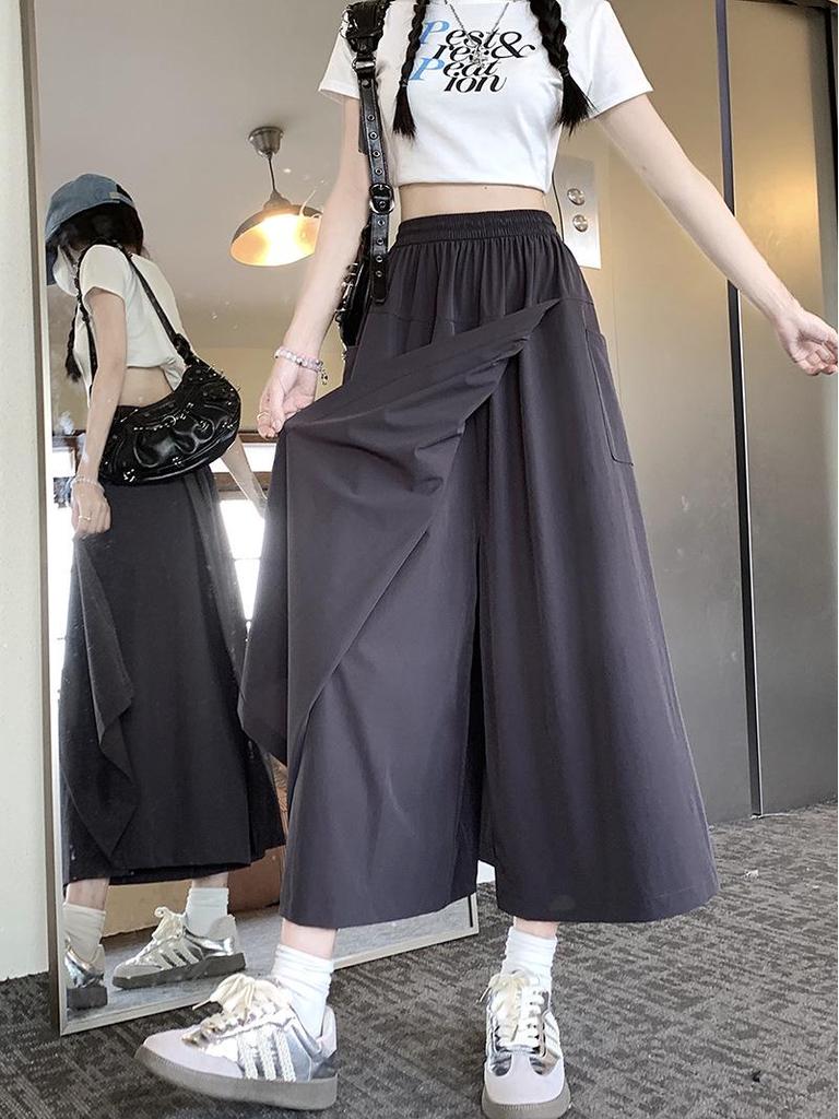 Summer High Waist A-Line Workwear Skort for Women – 2025 New Petite, Loose Slimming, Mid-Length Design