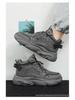 Putian Retro Men's High-Top Leather Hiking Boots - Thick-Soled, Mid-Top, Dad Style for Autumn