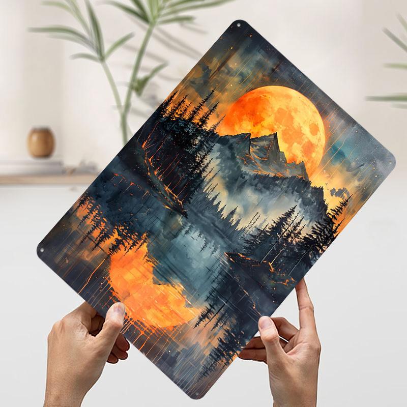 Orange Sun Misty Mountains Poster Customized Wall Art Vintage Metal Signs Retro Tin Plaque for Man Cave Home Decorations Decor