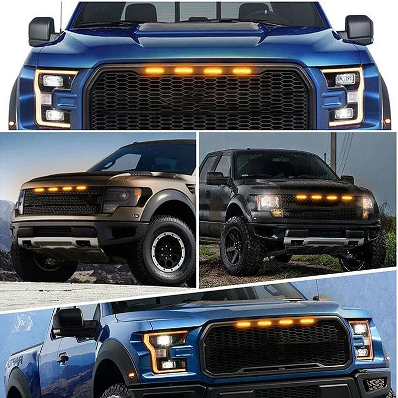 Universal LED Car Lights Front LED Grille Lights With Harness Eagle Eye Lamp For Pickup Off-Road SUV Ford Toyota Car Accessories Neon Lights 4