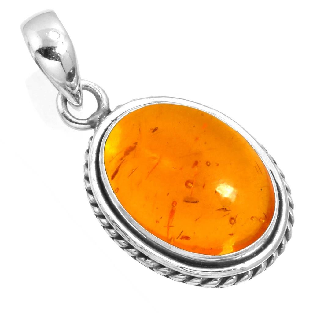 925 Sterling Silver Pendant Women Gemstone Handmade Jewelry Engagement Gift Amber Amethyst Black Onyx Carnelian Garnet Quartz Green Onyx Gold Stone